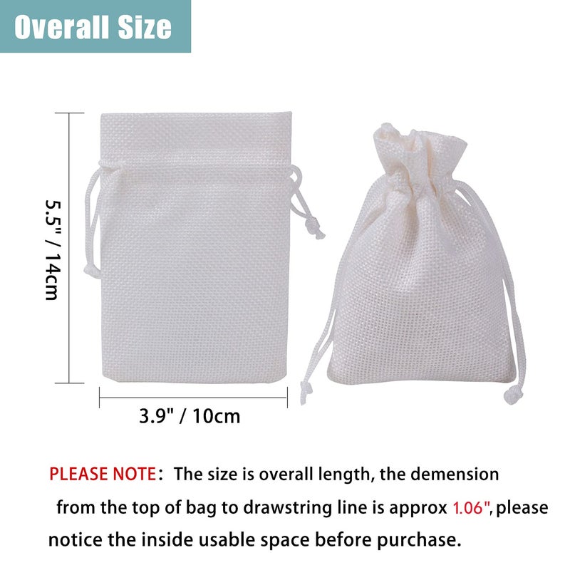 Bezall 50Pcs Burlap Bags with Drawstring, 3.9 x 5.5 inch White Linen Gift Bags Jewelry Pouches Sacks for Christmas, Wedding Favors, Party, DIY Craft - Image 4
